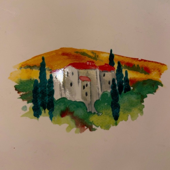 222 Fifth Tuscan Villa 10.5 in dinner plates Fine Porcelain China 3 pc square - Picture 3 of 5